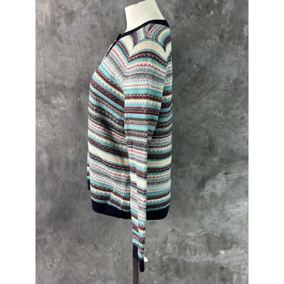 Talbot's Multi Colored Striped Lambswool Cardigan Sweater sz L (15906) - Picture 3 of 6